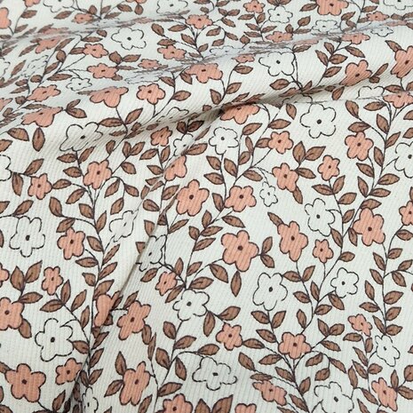 biologische ribtricot klimopbloemen Poppy - kickenstoffen