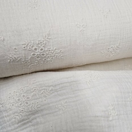 natural  hydrofiel broderie - poppy - kickenstoffen