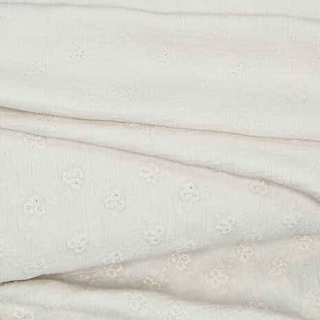 natural  hydrofiel broderie - poppy - kickenstoffen
