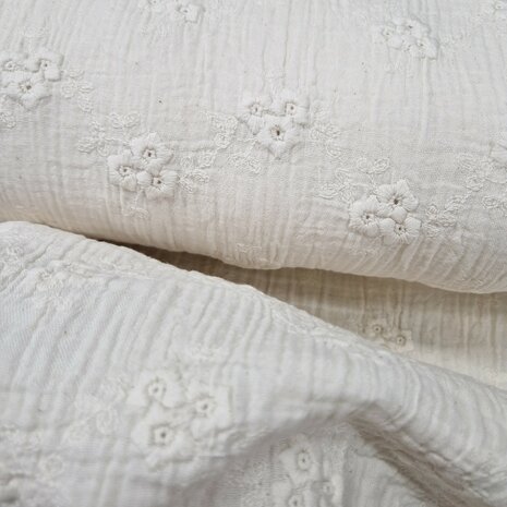 natural  hydrofiel broderie - poppy - kickenstoffen