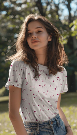 wit (natural) lila Hartjes Biologische tricot *S