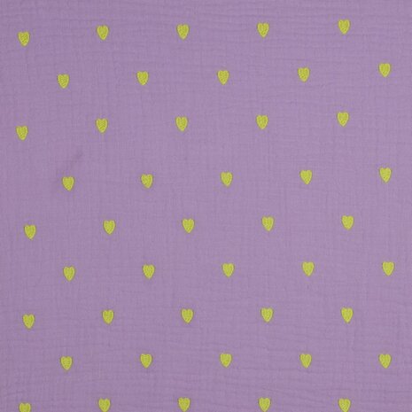 lila hydrofiel met gele hartjes 03796 poppy kickenstoffen