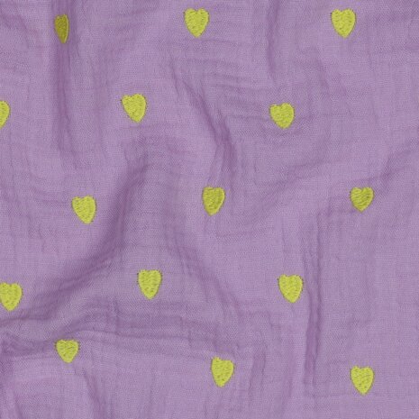 lila hydrofiel met gele hartjes 03796 poppy kickenstoffen