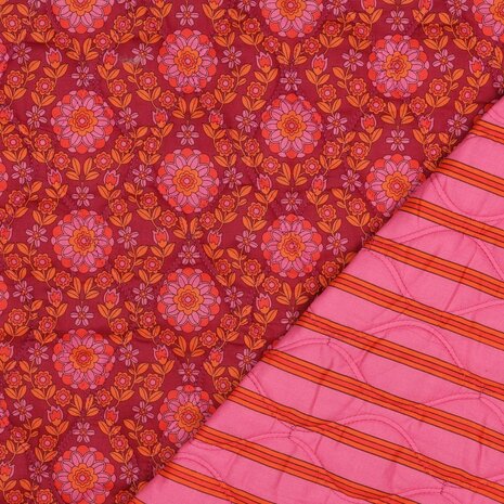 cotton voile stepped flowers 05678 poppy - kickenstoffen