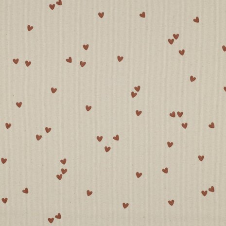 ribtricot babyrib met hartjes 06285 natural poppy kickenstoffen