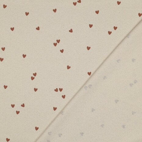 ribtricot babyrib met hartjes 06285 natural poppy kickenstoffen