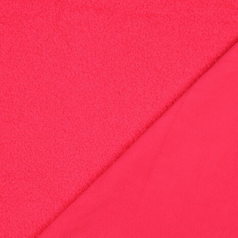teddyfleece neon roze - dubbelzijdig - poppyfabrics bij KicKenStoffen
