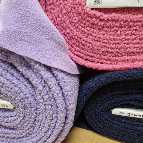 teddyfleece lila roze blauw  - dubbelzijdig - poppyfabrics bij KicKenStoffen