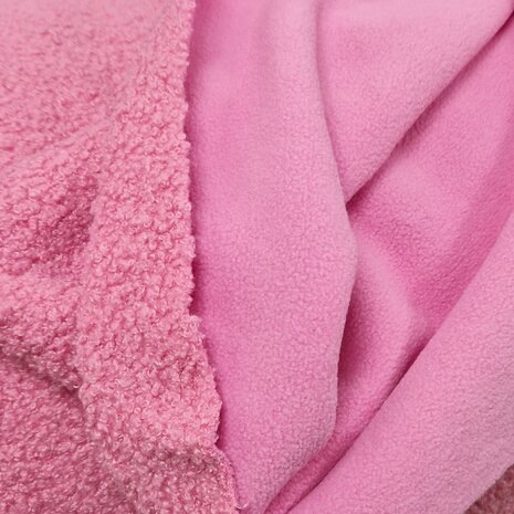 teddyfleece roze - dubbelzijdig - poppyfabrics bij KicKen Stoffen