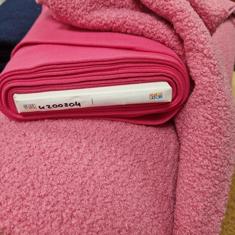 teddyfleece roze met biologische boordstof - dubbelzijdig - poppyfabrics bij KicKen Stoffen