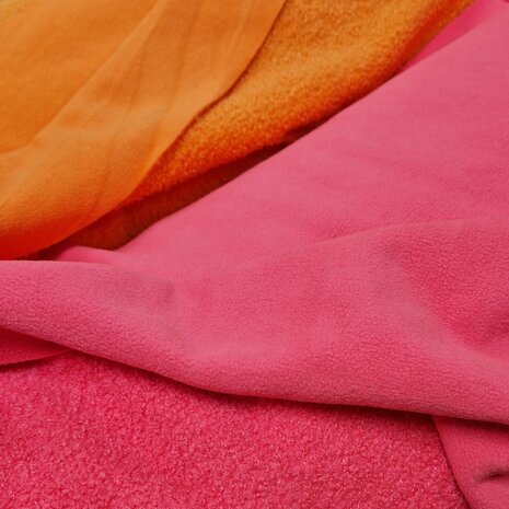 teddyfleece neon roze en oranje tangerine - dubbelzijdig - poppyfabrics bij KicKenStoffen