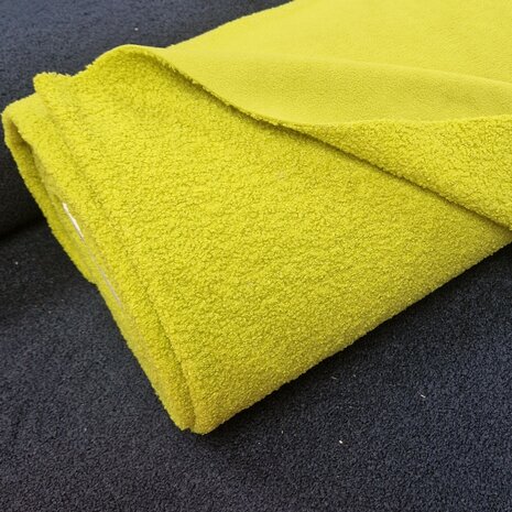 teddyfleece lime en marine - dubbelzijdig - poppyfabrics bij KicKenStoffen