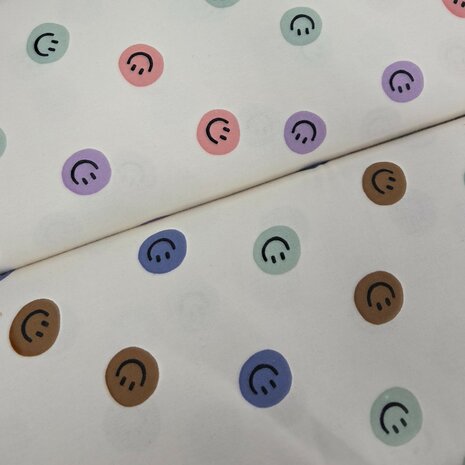smiley flanelstof Poppy fabrics - kickenstoffen