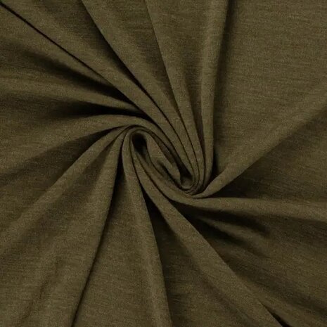 merino wol tricot khaki melange - KicKenStoffen