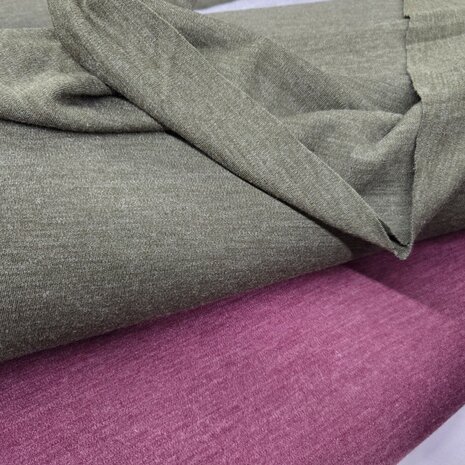 merinowol tricot khaki en bordeaux melange - KicKenStoffen