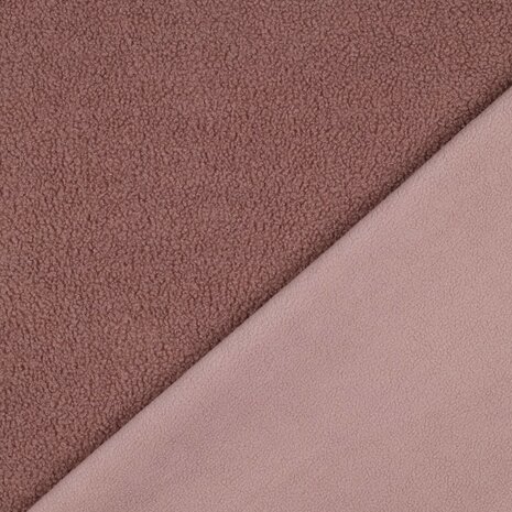 mauve teddy fleece lammy stof Poppyfabrics - KicKenStoffen
