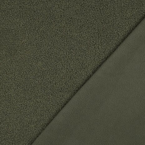 olijf teddy fleece lammy stof Poppyfabrics - KicKenStoffen