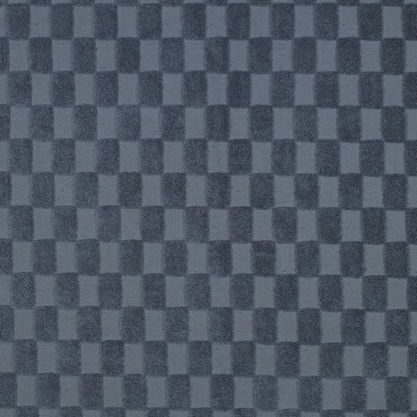 badstof tricot blokjes ruitjes poppy blauw - kickenstoffen