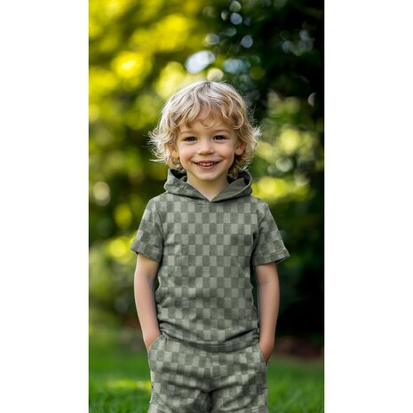 beige (natural) badstof tricot blokjes ruitjes poppy - kickenstoffen