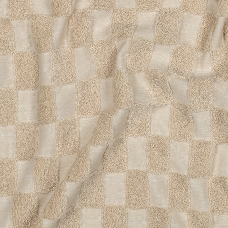 beige (natural) badstof tricot blokjes ruitjes poppy - kickenstoffen