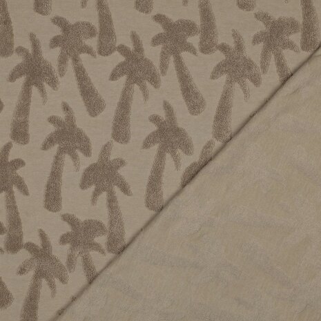 beige  badstof tricot palmbomen poppy - kickenstoffen