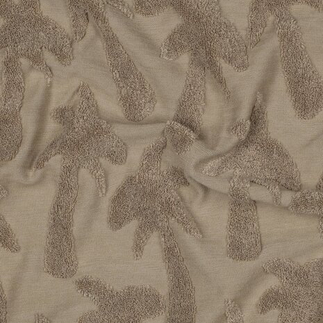 beige  badstof tricot palmbomen poppy - kickenstoffen