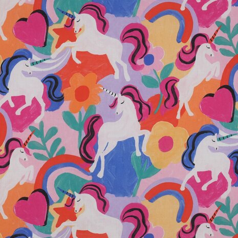 Poppy eenhoorns digitale poplin katoen 05965.001_kickenstoffen