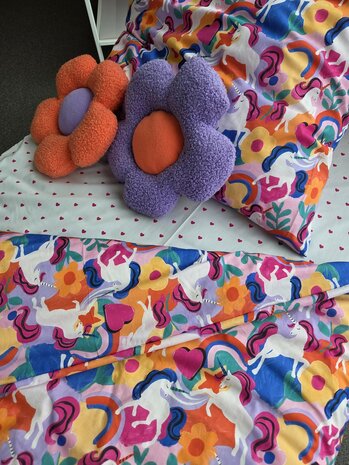 Poppy kinderkatoen beddengoed met bloemkussens teddyfleece - kickenstoffen