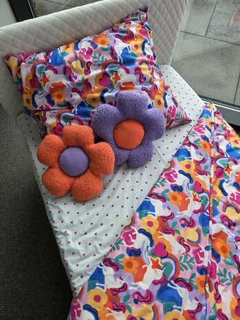 Poppy kinderkatoen beddengoed met bloemkussens teddyfleece - kickenstoffen