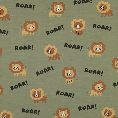 Poppy leeuwtjes Roar tricot KicKenStoffen - groen