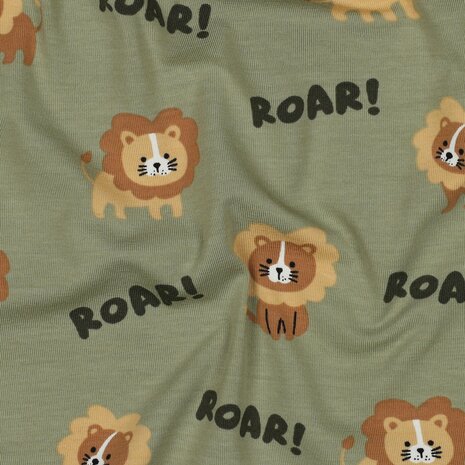 Poppy leeuwtjes Roar tricot KicKenStoffen - groen