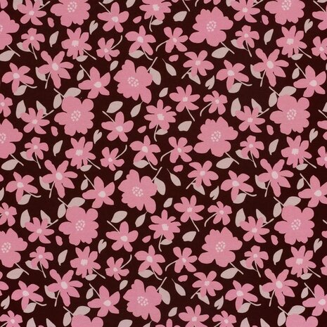 digitale bloemenprint french terry paars - Jursie - KicKenStoffen