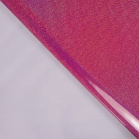 regenjassen stof fuchsia roze hologram met glitters van KicKenStoffen