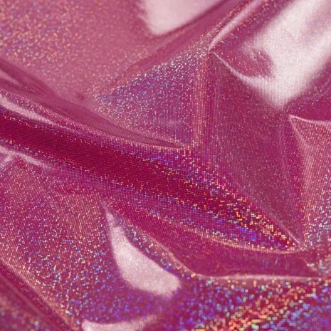 regenjassen stof fuchsia roze hologram met glitters van KicKenStoffen