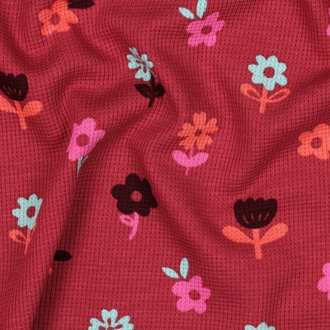 wafel tricot happy flowers Kickenstoffen