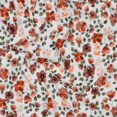 biologische katoenen tricot bloemen en takjes  van Poppy - KicKenStoffen