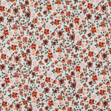 biologische katoenen tricot bloemen en takjes  van Poppy - KicKenStoffen