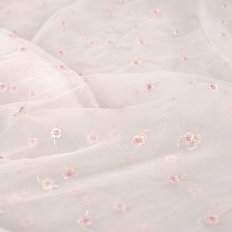 nylon mesh &amp; embroidery flowers baby rose KicKenStoffen