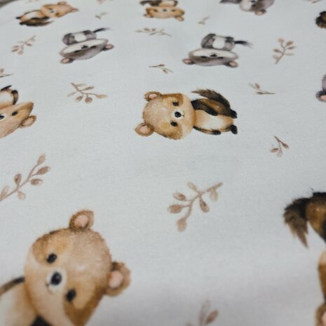 racoon flanelstof qjutie - kickenstoffen