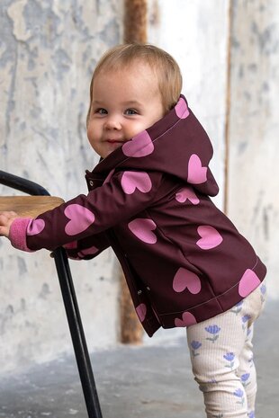 mauve (plum) roze Harten softshell *S