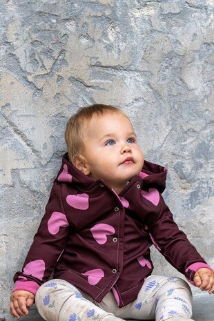 mauve (plum) roze Harten softshell *S