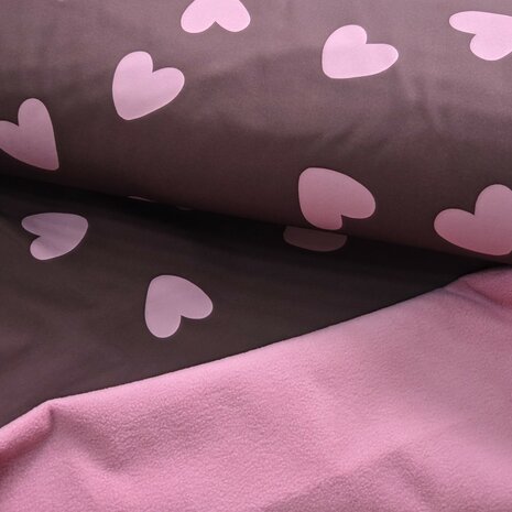 Jursie harten softshell plum roze KicKenStoffen