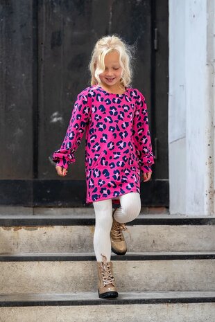 digitale panterprint frenchterry fuchsia b-trendy jurkje - Jursie - KicKenStoffen
