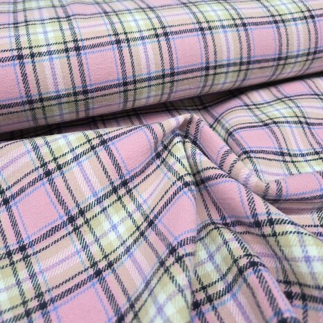 roze ruiten flanelstof qjutie - kickenstoffen