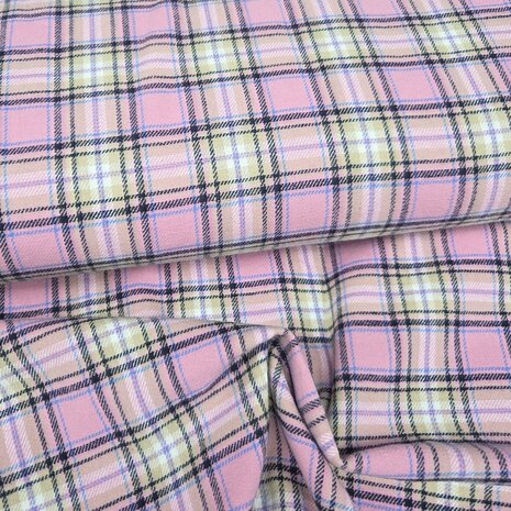 roze ruiten flanelstof qjutie - kickenstoffen
