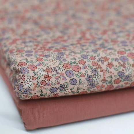 Beebs mooie bloem met uni claypink jersey - kickenstoffen