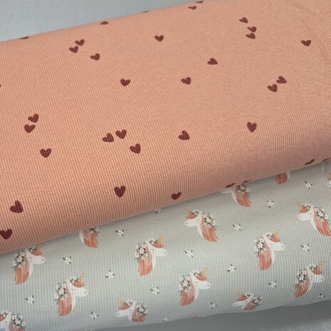 ribtricot soft hartjes en eenhoorns Kickenstoffen
