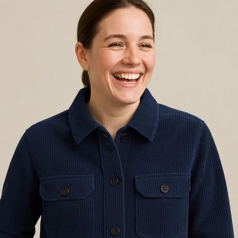 blouse donker blauw katoenen stretch Corduroy rib van KicKenStoffen
