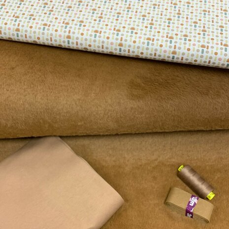 havane imitatie bont met bijpassende voeringstof en fournituren - kickenstoffen