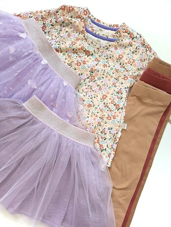 tule rokjes lila met bloemen shirts - gemaakt door mbym.sewing - kickenstoffen